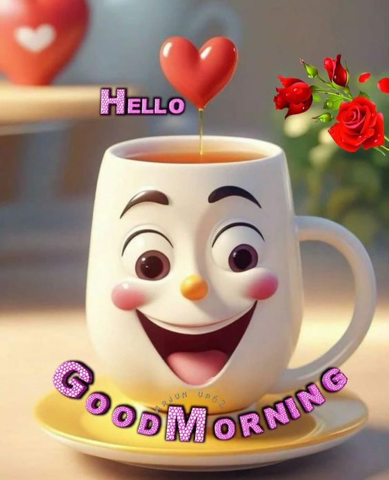 Cheerful Cup Cartoon Good Morning Images