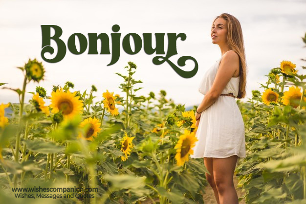 Beautiful french girl is saying bonjour