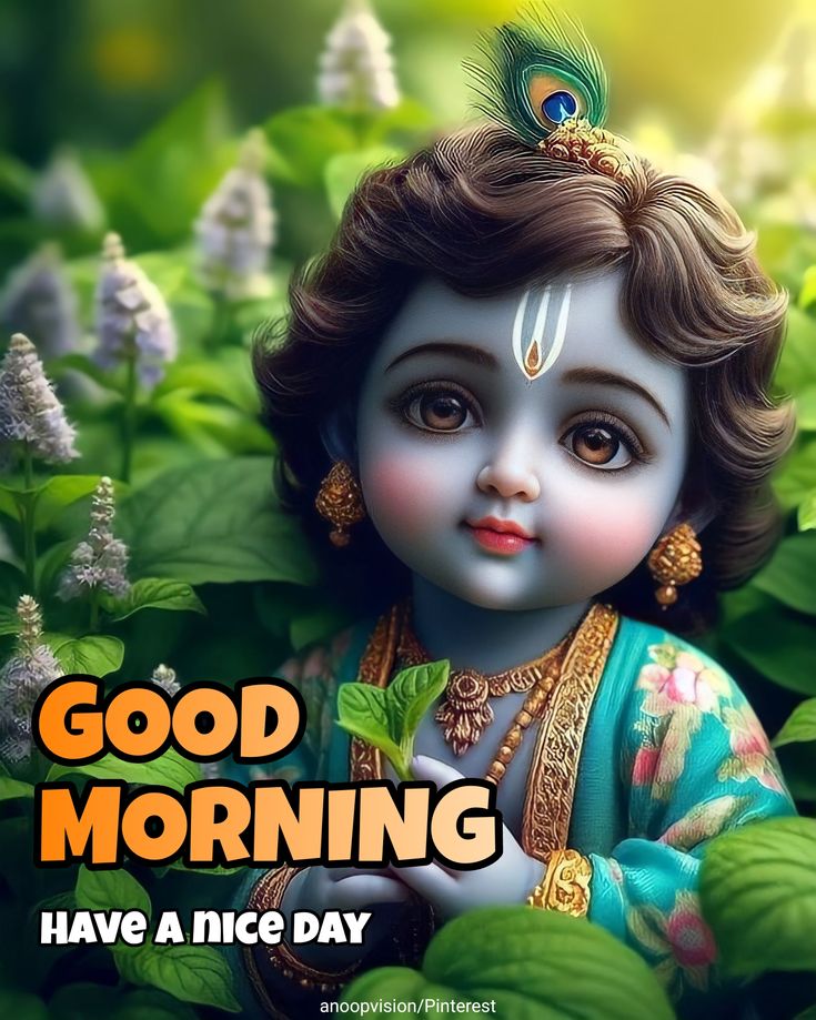 Beautiful picture of Shri Krishna with good morning