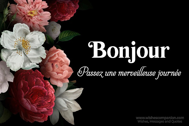 Bonjour images with red and pink flowers