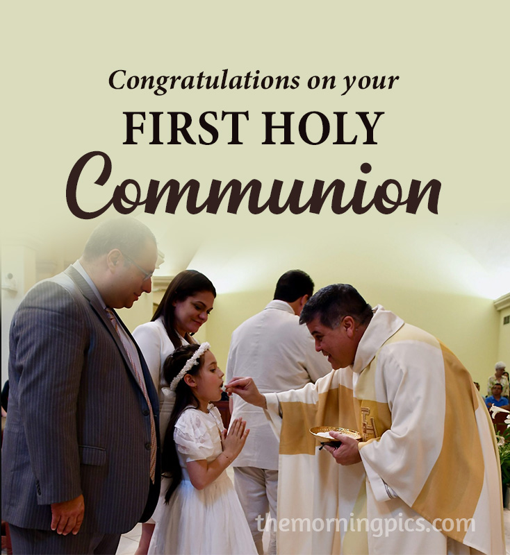 Child Receiving Eucharist at First Communion
