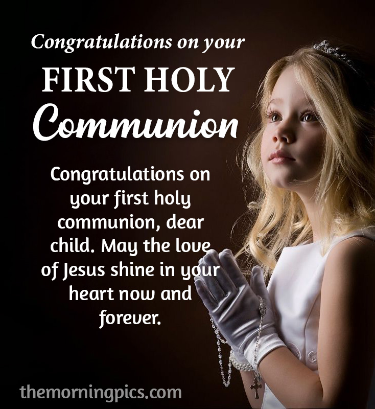 Girl Children Praying at First Holy Communion