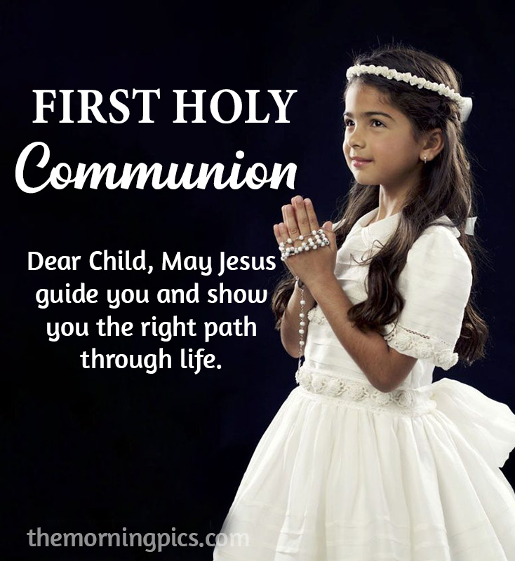 Girl Dressed in White for First Communion