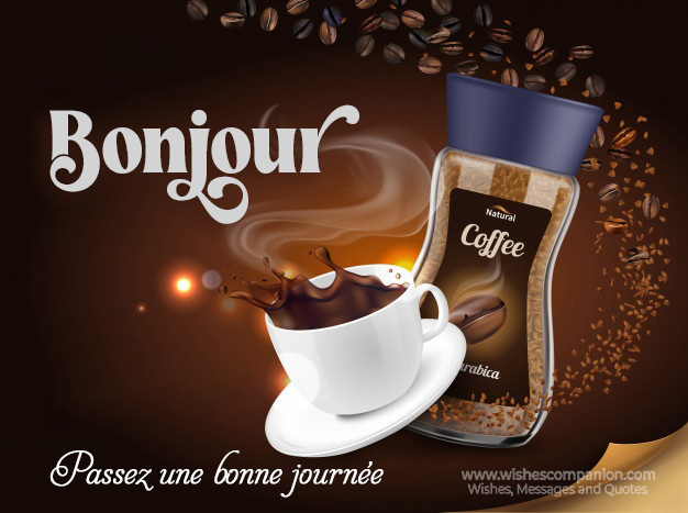 Good Morning In French with CoffeeImages