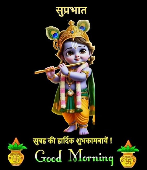 Krishna holding flute morning wishes