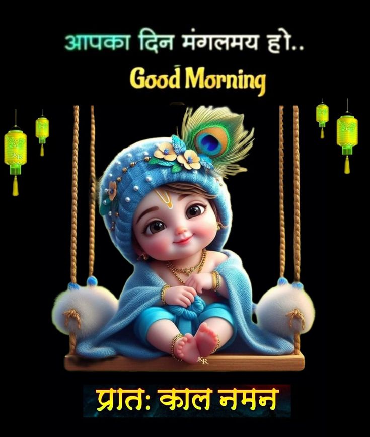 Morning blessings from Lord Krishna hindi Pic