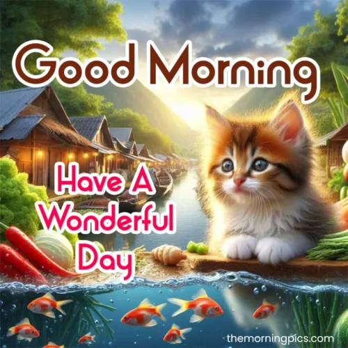 Good Morning Wish with Cat Images