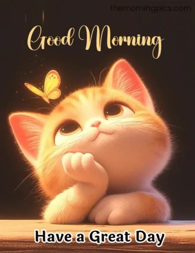 glowing kitty with butterfly morning image